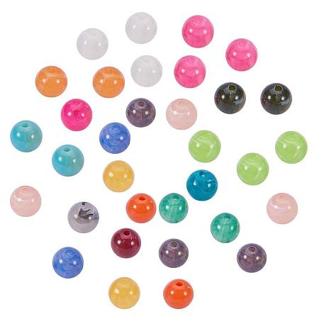 ARRICRAFT 50pcs 10mm Round Imitation Gemstone Acrylic Beads Assorted Colors for Jewelry Making