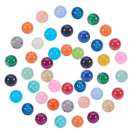 ARRICRAFT 50pcs 16mm Round Imitation Gemstone Acrylic Beads Assorted Colors for Jewelry Making