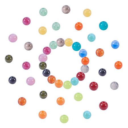 ARRICRAFT 50pcs 6mm Round Imitation Gemstone Acrylic Beads Assorted Colors for Jewelry Making