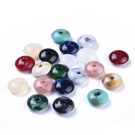 Honeyhandy Acrylic Beads, Imitation Gemstone Style, Rondelle, Mixed Color, 14x6mm, Hole: 2.5mm