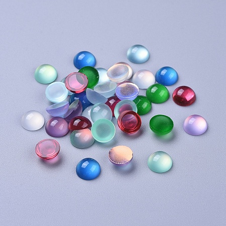 Honeyhandy Translucent Resin Cabochons, Half Round/Dome, Mixed Color, 10x4.5mm