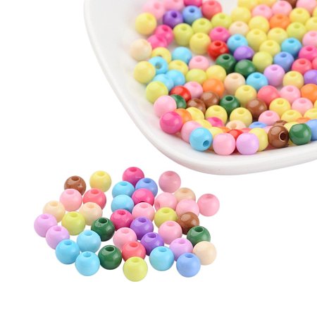 ARRICRAFT 200 PCS Mixed Color Solid Chunky Acrylic Ball Beads 5mm Round Bead Bulk Lots for Jewelry Making