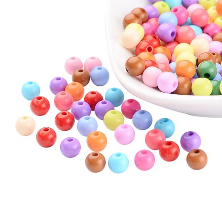 ARRICRAFT 200 PCS Mixed Color Solid Chunky Acrylic Ball Beads 6mm Round Bead Bulk Lots for Jewelry Making