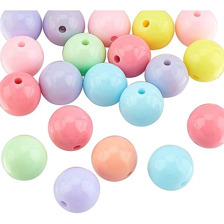 Pandahall Elite 20pcs Mixed Color Bubblegum Chunky Acrylic Beads Opaque Round Ball Spacer Beads 16mm Round Bead for DIY Craft Jewelry Making