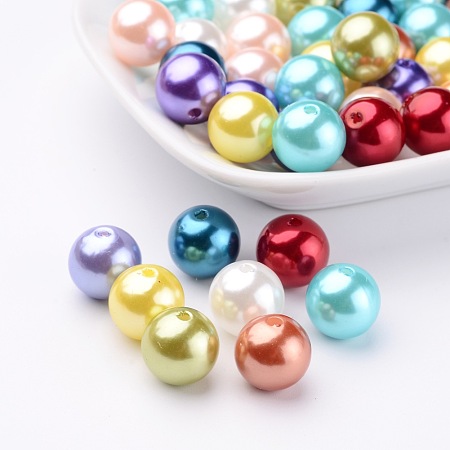 Arricraft ABS Plastic Imitation Pearl Round Beads, Mixed Color, 12mm, Hole: 2mm