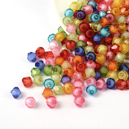 Honeyhandy Transparent Acrylic Beads, Bead in Bead, Bicone, Mixed Color, 8x8x8mm, Hole: 2mm