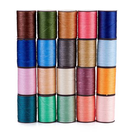 Honeyhandy Flat Waxed Polyester Thread String, Micro Macrame Cord, for Leather Sewing Stitching, Mixed Color, 0.8~0.9x0.3mm, about 109.36 Yards(100m)/Roll