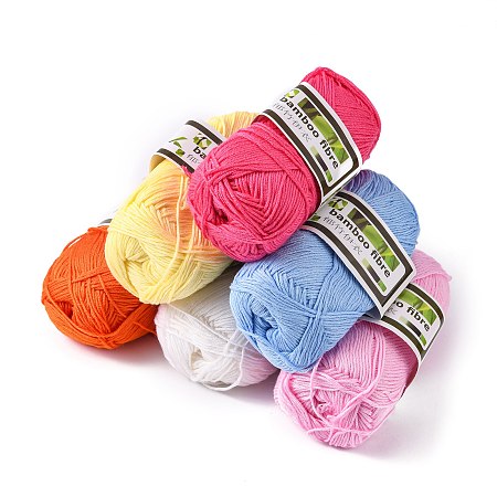 Honeyhandy Soft Baby Yarns, with Bamboo Fibre and Silk, Mixed Color, 1mm, about 140m/roll, 50g/roll, 6rolls/box