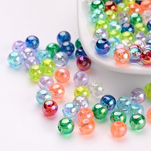 Honeyhandy Eco-Friendly Transparent Acrylic Beads, Round, AB Color, Mixed Color, 3mm, Hole: 1.5mm, about 40000pcs/500g