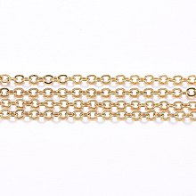 Honeyhandy 304 Stainless Steel Cable Chains, Soldered, with Spool, Flat Oval, Golden, 1.5x1.2x0.3mm