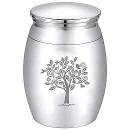 CREATCABIN Alloy Cremation Urn Kit, with Disposable Flatware Spoons, Silver Polishing Cloth, Velvet Packing Pouches, Tree of Life Pattern, 40.5x30mm, 1pc