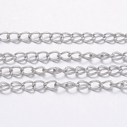 Honeyhandy 304 Stainless Steel Curb Chains, with Spool, for Jewelry Making, Soldered, Stainless Steel Color, 3.5x2.5x0.5mm, about 65.61 Feet(20m)/roll