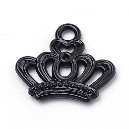 Honeyhandy Opaque Acrylic Pendants, Crown, Black, 21x23.5x3mm, Hole: 3mm, about 890pcs/500g