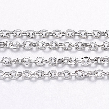 Honeyhandy 304 Stainless Steel Cable Chains, with Spool, for Jewelry Making, Soldered, Stainless Steel Color, 2x1.5x0.4mm, Link Inner Size: 0.7mm, about 32.8 Feet(10m)/roll