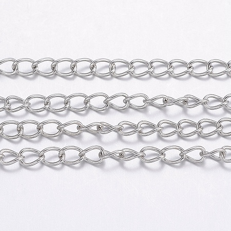 Honeyhandy 304 Stainless Steel Curb Chains, with Spool, for Jewelry Making, Soldered, Stainless Steel Color, 3.5x2.5x0.5mm, about 65.61 Feet(20m)/roll