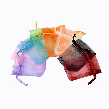 NBEADS 500PCS Organza Bags Mixed Assorted Colors, About 7x5.5cm