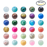 PandaHall Elite 200 Pcs 6mm Spray Painted Glass Round Loose Beads Mixed Color for Jewelry Making