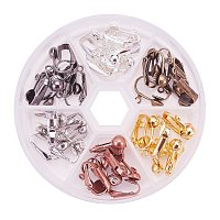 PandaHall Elite 36Pcs Brass Clip-on Earring Component Size 17x14x7mm in a Box for Non-pierced Ears 6 Mixed Color