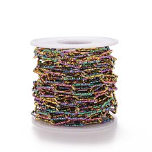 Honeyhandy Ion Plating(IP) 304 Stainless Steel Paperclip Chains, Faceted, with Spool, Unwelded, Rainbow Color, 17x7x1.5mm, about 16.40 Feet(5m)/Roll