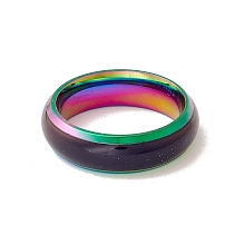 Honeyhandy Mood Ring, Epoxy Plain Band Finger Ring, Temperature Change Color Emotion Feeling Iron Ring for Women, Rainbow Color, US Size 6 1/2(16.9mm)