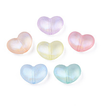 Honeyhandy Transparent Acrylic Beads, Glitter Powder, Heart, Mixed Color, 16x21x10mm, Hole: 2mm