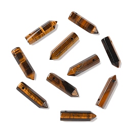 Honeyhandy Natural Tiger Eye Pointed Pendants, Faceted, Bullet, 30~33x8~9mm, Hole: 1.4~1.6mm