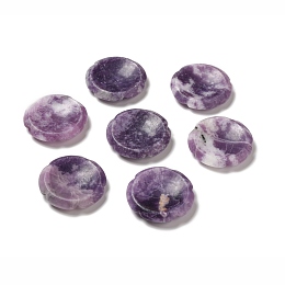 Honeyhandy Natural Lilac Jade Worry Stones, Flower Shape, 37.5~38x38x7~7.5mm