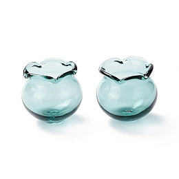 Honeyhandy Handmade Blown Glass Flower Beads, Campanula Medium L, Aqua, 15x16mm, Hole: 2.7mm