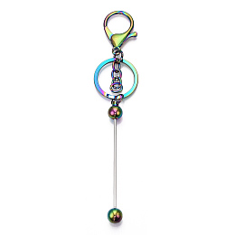 Honeyhandy Alloy Bar Beadable Keychain for Jewelry Making DIY Crafts, with Alloy Lobster Clasps and Iron Ring, Multi-color, 15.5~15.8cm