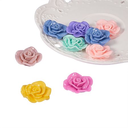 PandaHall Elite 10pcs Flatback Roses Flower Cabochons for Crafts and Jewelry Making, Mixed Color