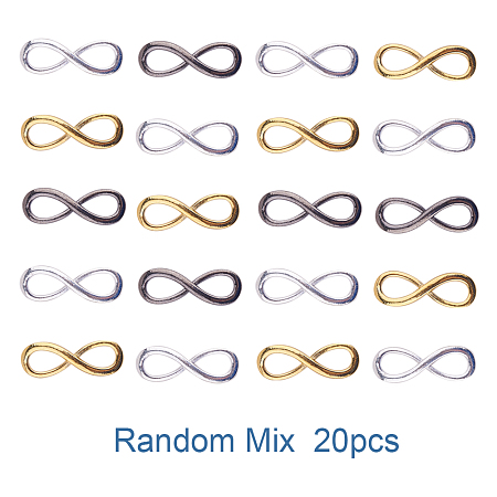 PandaHall Elite Multicolor One Direction Infinity Charm Pendant 30x10x2mm Connector Link Random, about 20pcs/bag
