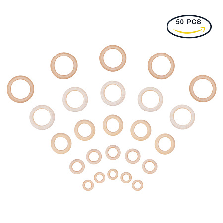 Pandahall Elite 50 PCS Mixed Sizes Wood Rings Wooden Rings Circles for DIY Pendant Connectors Jewelry Making