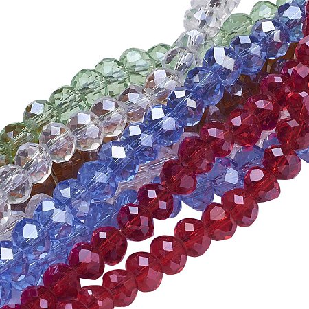 NBEADS 72 pcs/bag Faceted Abacus Mixed Color Handmade Electroplate Glass Beads with 8mm in diameter,6mm long, Hole: 1mm