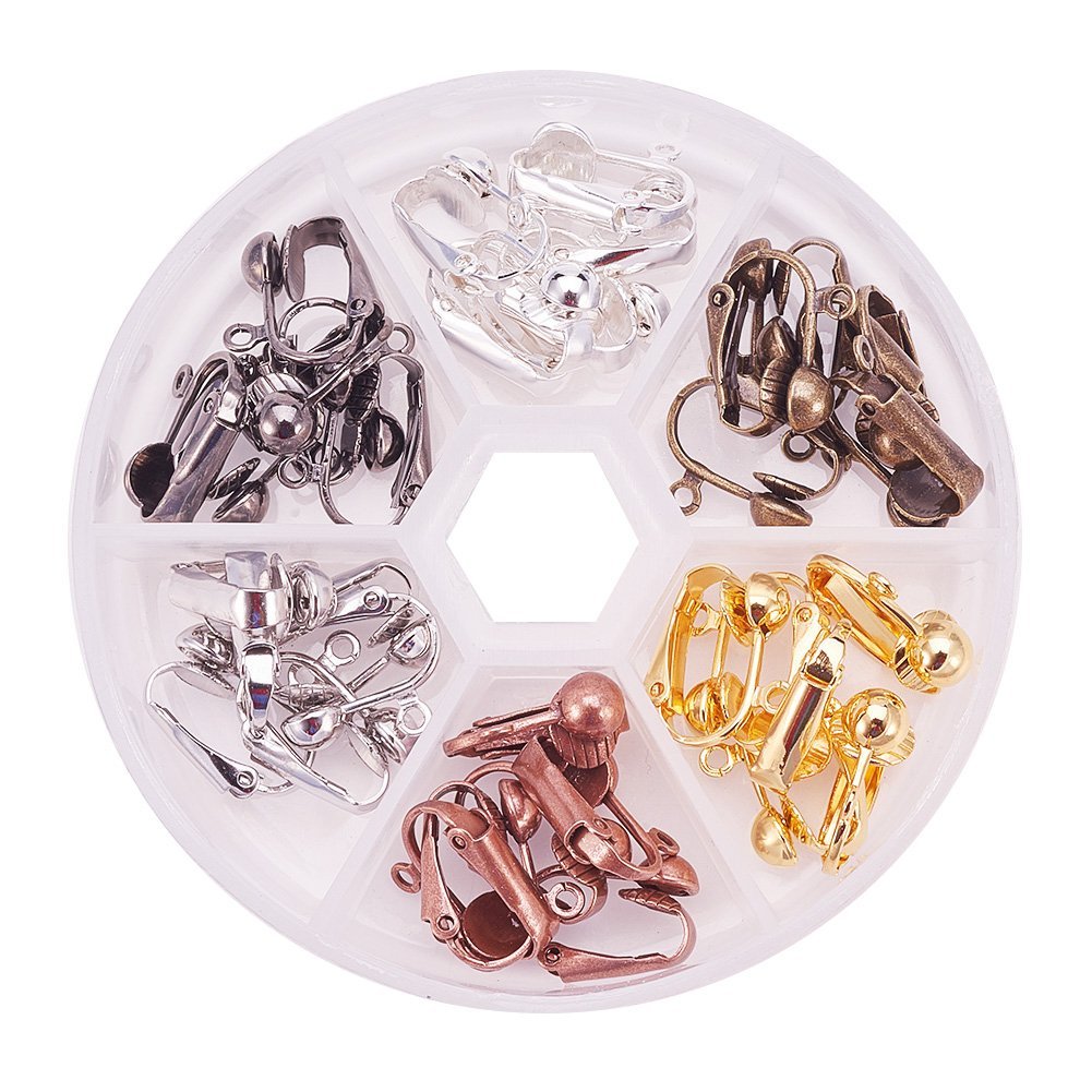 PandaHall Elite 36Pcs Brass Clip-on Earring Component Size 17x14x7mm in ...