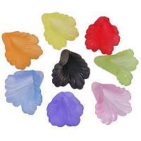 Arricraft Transparent Acrylic Flower Beads, Frosted, Dyed, Mixed Color, about 12mm wide, 12mm long, 1.8mm thick, hole: 1.5mm