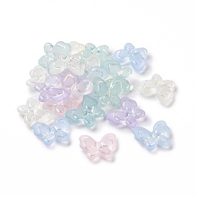 Honeyhandy Transparent Frosted Acrylic Beads, AB Color Plated, Butterfly, Mixed Color, 17.5x21x6mm, Hole: 1.6mm, 415pcs/500g