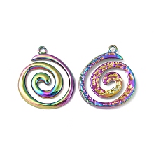 Honeyhandy Ion Plating(IP) 304 Stainless Steel Pendants, Vortex Charm, Rainbow Color, 23x19.5x2mm, Hole: 1.8mm