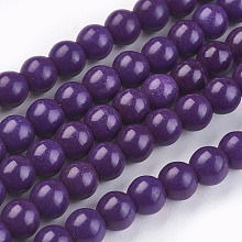 Honeyhandy 1 Strand Dyed Indigo Round Synthetic Turquoise Beads Strands, 6mm, Hole: 1mm, about 67pcs/strand, 15.75 inch