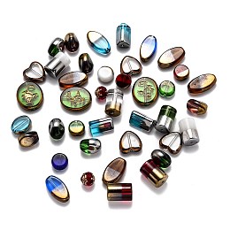 ARRICRAFT Mixed Style Glass Beads, Mixed Shapes, Mixed Color, 8~19x8.5~17x5~10mm, Hole: 1.4mm, about 100pcs/bag