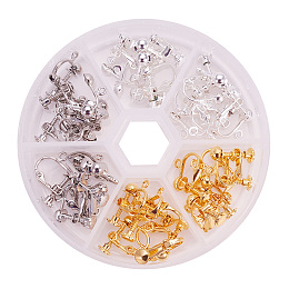 PandaHall Elite 36Pcs Brass Clip-on Earring Component Mixed Colors Size 17x13.5x5mm in a Box for Non-pierced Ears