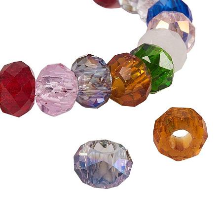 ARRICRAFT 100PCS 8x5mm Mixed Color Faceted Rondelle Mixed Glass Large Hole Beads, Hole: 3mm