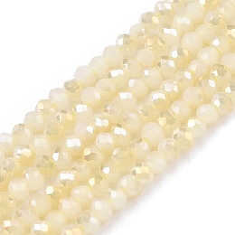 Electroplate Glass Beads Strands, Pearl Luster Plated, Faceted, Rondelle, Light Goldenrod Yellow, 2.5x2mm, Hole: 0.7mm, about 154~161pcs/strand, 11.7~12.09 inch(30~31cm), about 90~100 strands/set