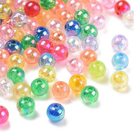 Honeyhandy Eco-Friendly Transparent Acrylic Beads, Round, AB Color, Mixed Color, 6mm, Hole: 1.5mm