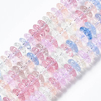 Honeyhandy Crackle Glass Beads, Dyed & Heated, Rondelle, Colorful, 6x3.5mm, Hole: 1.2mm, about 147pcs/strand, 15.23 inch(38.7cm)