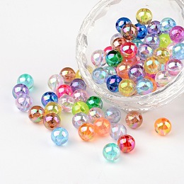 Arricraft Transparent Acrylic Beads, Round, AB Color, Mixed Color, 8mm, Hole: 1.5mm