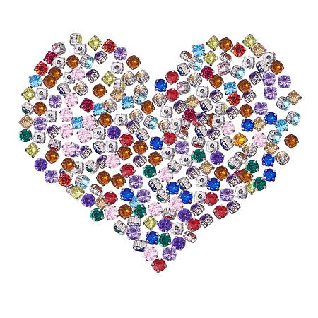 ARRICRAFT 200Pcs Acrylic Rhinestone Monte Brass Findings Five-Hole Beads Size 5x5x4mm Mixed Color