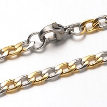 Honeyhandy 304 Stainless Steel Curb Chains Necklaces, with Lobster Claw Clasps, Faceted, Golden & Stainless Steel Color, 21.7 inch(55.1cm)