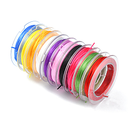 Honeyhandy Flat Elastic Crystal String, Elastic Beading Thread, for Stretch Bracelet Making, Mixed Color, 0.5mm, about 10 yards(9.14m)/roll, 10 rolls/group