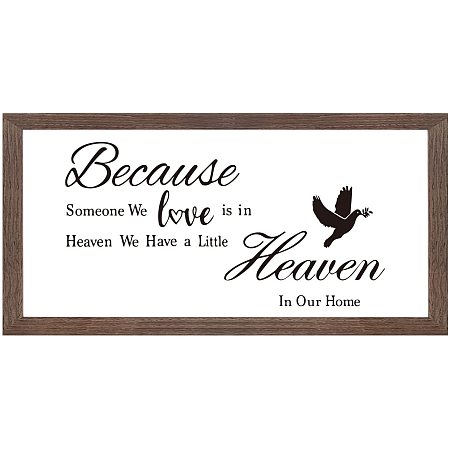 FINGERINSPIRE We Have a Little Heaven in Our Home Art Sign Solid Wood Framed Block Sign Farmhouse Decor Sign with Arylic Layer 13x7 Inch Large Hangable Wooden Frame for Home Decor
