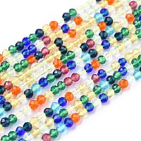 Honeyhandy Glass Beads Strands, Imitation Quartz, Faceted, Round, Colorful, 2mm, Hole: 0.5mm,  about 175pcs/strand, 14.9 inch(38cm)